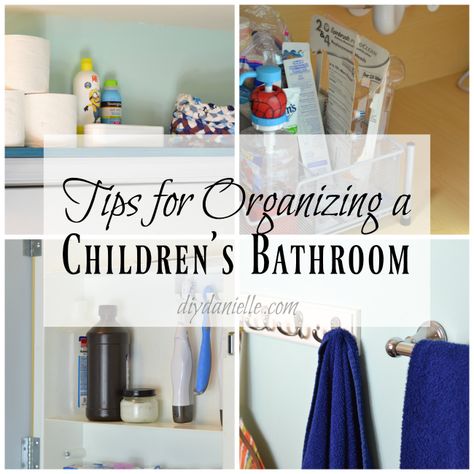 Tips for organizing a children's bathroom so it's clean and safe. Kids Bathroom Cabinets, Girls Bathroom Organization, Small Kids Bathroom, Kids Shared Bathroom, Under Bathroom Sink Storage, Kids Bathroom Storage, Kids Bathroom Organization, Kid Friendly Bathroom, Bathroom Under Sink Organization