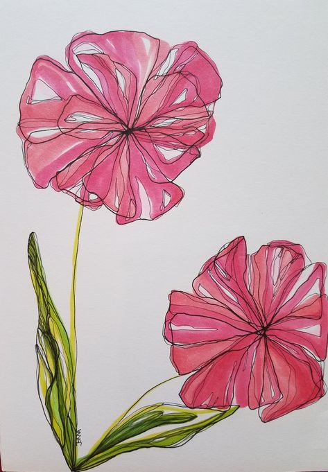 Flowers Drawing With Markers, Flowers Alcohol Markers, Copic Marker Flowers, Flowers Drawing Markers, Flowers Marker Drawing, Alcohol Marker Flowers, Easy Copic Marker Drawings, Flower Drawing Marker, Alcohol Pen Art