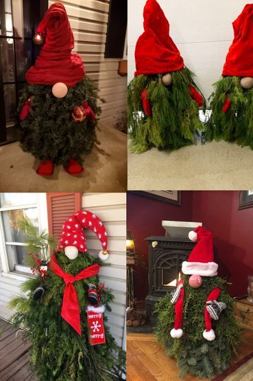 Christmas Knomes Evergreen Tree, Christmas Craft Ideas For Adults, Gnome Trees, Easy Christmas Crafts For Adults, Tomato Cage Crafts, Christmas Knomes, Craft Ideas For Adults, Tomato Cage Christmas Tree, Christmas Craft Show