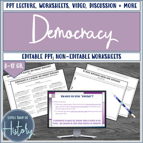 What Is Democracy, Ap Government, High School History, History Classroom, History Lessons, Lesson Plan, Teacher Store, Educational Resources, Teacher Pay Teachers