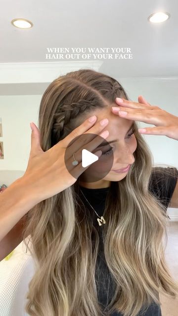 Maddy Millard on Instagram: "Looove this one! 🙌🏻🤩 IB: @emchan13   #hair #hairok #hairstyles #hairtutorial #hairinspo #hairideas #braids #longhair #viralhairstyle #utahgirl #trendinghairstyle #curls" Hair Inspired Braids, How To Braid Front Part Of Hair, Hairstyle Braid Headband, Cute Braids For Work, Cool Braid Tutorial, Plait Hairstyles Half Up Half Down, Easy Crimped Hairstyles, Cute Braided Hairstyles Easy Simple, Cute Everyday Hairstyles For Long Hair