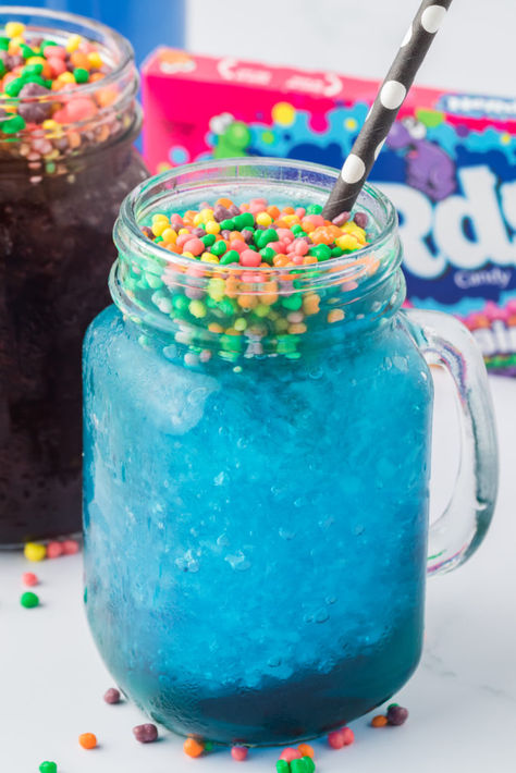 Ninja Creami Copycat Sonic Nerds Slushes Blue Raspberry Slushie Recipe, Ninja Ice Cream Recipe, Slushie Machine, Slush Recipes, Frozen Drink Recipes, Creami Recipes, Slush Puppy, Slushie Recipe, Nerds Candy