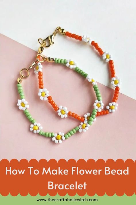 Halloween Crochet Ideas, Flower Bracelet Diy, Flower Bead Bracelet, Seed Bead Bracelets Diy, Anklets Diy, Pony Bead Bracelets, Ankle Bracelets Diy, Making Bracelets With Beads, Friendship Bracelets With Beads