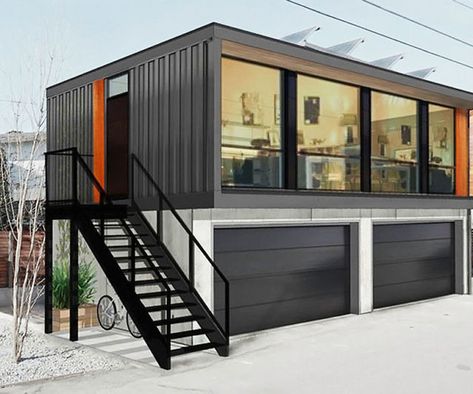 Casa Garage, Container Home Ideas, Prefab Container Homes, Sea Container Homes, Shipping Container Home Designs, Steel Structure Buildings, Barn Style House Plans, Shipping Container House Plans, Container Buildings