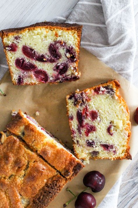 Cherry Pound Cake | Dough-Eyed Cherry Pound Cake Recipes, Cherry Pound Cake, Pound Cake Recipes Easy, Almond Pound Cakes, High Altitude Baking, Cake For Breakfast, Fresh Cherry, Pound Cake Recipe, Pound Cakes