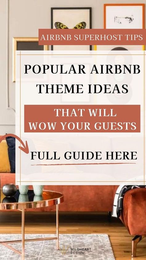 Discover the most popular Airbnb themes! Dive into a world where Airbnb interior design meets creativity, from boho-themed rooms to modern spaces and rustic retreats. As an Airbnb host, learn how to apply these design concepts to your short-term rental, enhancing guest experiences with thematic decor. Get ready to transform your vacation rental property into a unique space. Airbnb Theme Room Ideas, Air Bnb Themes, Boho Airbnb Ideas, How To Decorate An Airbnb, Airbnb Apartments Interior Design, Airbnb Theme Ideas, Air Bnb Ideas Decor Living Room, Airbnb Decor Room Ideas Living Room, Best Airbnb Decor