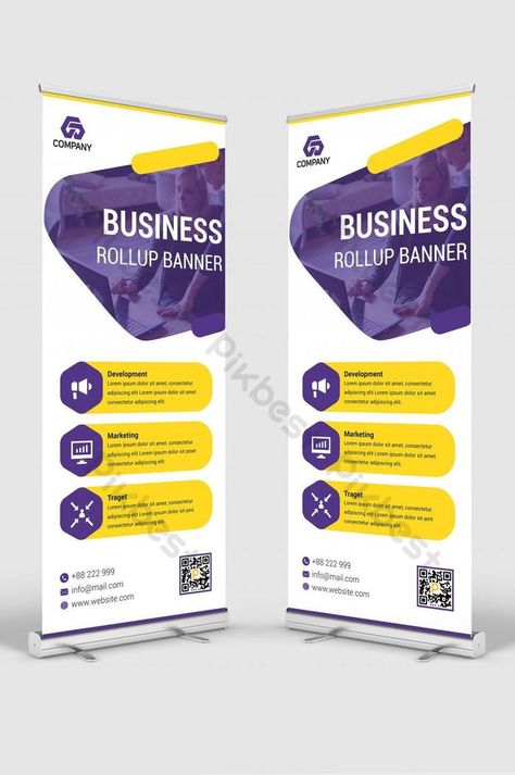 Professional Business Roll Up Banner Design Template #pikbest#Templates#Signage#Banner stand Corporate Standee Design, Stand Banner Design Ideas, X Stand Design Banners, X Banner Design Ideas, Standee Design Ideas Events, Banner Stand Design, Branding Display, Standing Banner, Pull Up Banner Design