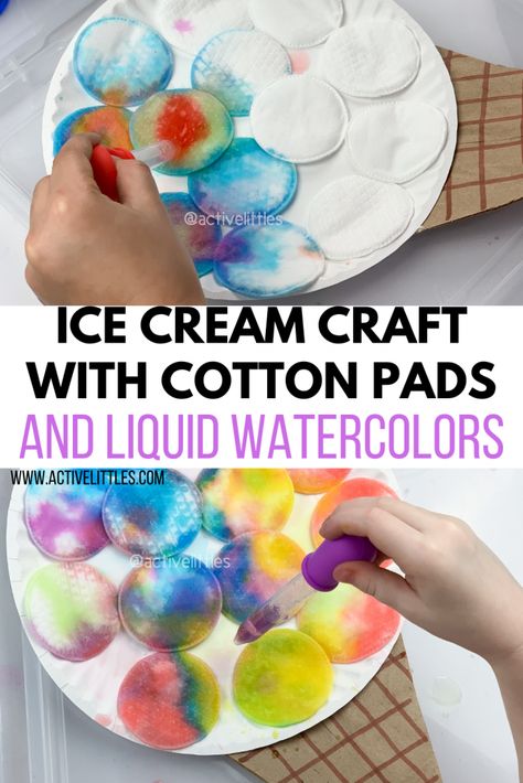 Ice Cream Art For Infants, Craft With Cotton, Ice Cream Activity, Activities For Kids Indoor, Ice Cream Craft, Steam Activities For Kids, Craft Ideas With Paper, Ice Cream Crafts, Cool Crafts For Kids