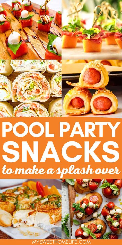 Make a splash with these delicious and easy-to-make pool party snacks that everyone will love. By The Pool Snacks, Snacks For A Pool Party, Pool Party Snacks Appetizers, Pool Day Appetizers, Poolside Snacks For Adults, Adult Pool Party Food, Pool Day Snacks For Adults, Food For Pool Party, Pool Food Ideas