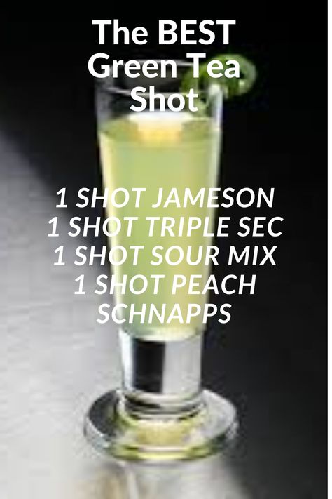 New Years Shots Recipes, Green Tea Jello Shots Recipe, Green Tea Shots Recipes Jameson, Green Tea Jello Shots, Green Tea Cocktail Recipes, Batch Drinks For Party, Orange Tea Shots Recipes, Green Tea Shots Recipes, Green Tea Shots Jameson