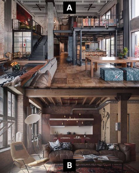 Industrial Loft Design, Warehouse Living, Factory Interior, Loft Interiors, Industrial Interior Design, Garage Interior, Loft Design, Industrial House, Kit Homes