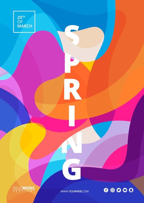 Free Psd Poster, Spring Poster, Spring Festival Poster, Festival Logo, Graphisches Design, Colorful Poster, Music Festival Poster, Painting Workshop, Poster Colour