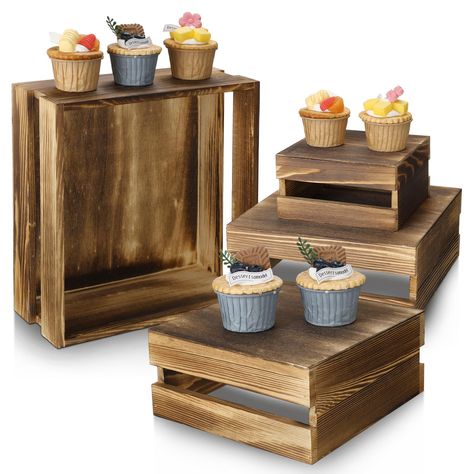 PRICES MAY VARY. Package Contains: you will receive 4 pieces of rustic dark brown wooden cake stands in different sizes; Each cake stand has a cutout stripe design on both sides; The sufficient quantity and different sizes of cupcake stands can meet your needs for your party cupcakes, desserts of various sizes Reliable Wood Material: the cake stand is made of quality natural wood material, the wood grain is clearly visible and can be combined with the most original decoration, can serve you for Rustic Cake Stand, Wood Cupcake Stand, Wedding Candy Table, Rustic Cupcakes, Cupcake Display Stand, Dessert Display Stand, Rustic Cake Stands, Wooden Cake Stands, Candy Bar Wedding