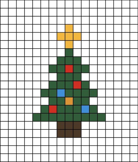 Christmas Tree Perler Bead Patterns, Pixel Drawing Christmas, Easy Pixel Art Christmas, Pixel Art Christmas Tree, Christmas Pixel Art Easy, Pixel Christmas Tree, Merry Christmas Pixel Art, Graph Pixel Art, Small Christmas Pixel Art