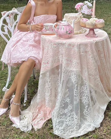 All Posts • Instagram Princess Picnic, Romantic Wardrobe, Picnic Fashion, Pink Princess Aesthetic, Cottagecore Pink, Dress Outfits Party, Sweet 17, Bridal Tea, Vintage Inspired Decor