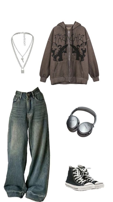 Y2k Baggy Jeans Outfit, Black Longsleeves Outfit, Aj Core, Real Y2k, Streetwear Outfit Ideas, 2000s Outfits, Outfit 90s, Baggy Clothes, Outfit Inspo Casual