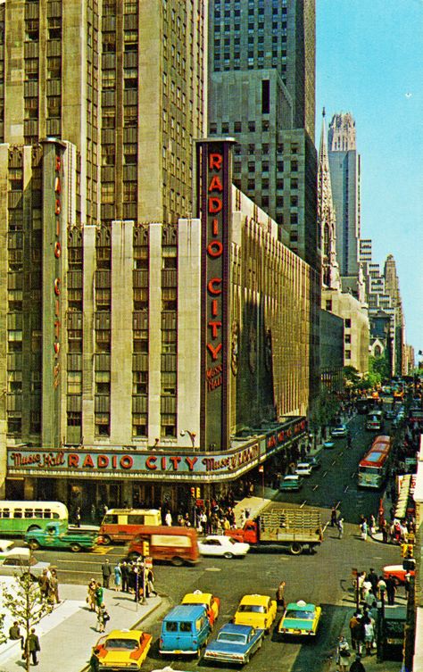 All sizes | The USA - New York - New York [004] - Radio City Music Hall [02] - 1964 - front | Flickr - Photo Sharing! Indoor Theater, Ford Econoline Van, The Rockettes, New York City Buildings, New York Buildings, New York Architecture, New York Pictures, New York Studio, Radio City Music Hall