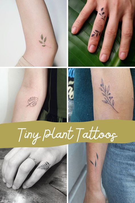 143+ Tiny Flower Tattoos Petite + Pretty Designs - Tattoo Glee Green Thumb Tattoo Ideas, Micro Flower Tattoos For Women, Delicate Flower Hand Tattoos For Women, Delicate Plant Tattoo, Petite Flower Tattoo, Flower And Plant Tattoos, Fern Finger Tattoo, Small Plant Tattoos For Women, Tiny Fern Tattoo