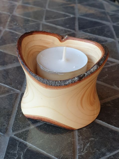 Woodturned Candle Holders, Wood Turned Candle Holders, Turned Candle Holders, Wood Tea Light Holder, Rustic Wood Projects, Wood Turned Bowls, Woodturning Art, Candle Stick Decor, Candle Projects