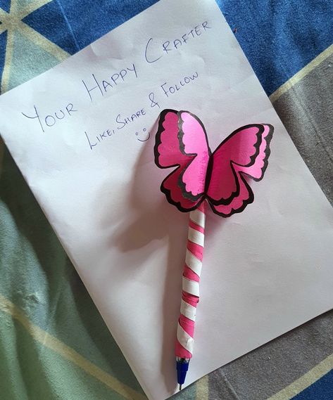 Handmade pencil pen topper l paper topper for pencil or pen l paper butterfly Pencil Toppers Diy, Origami Pencil, Pen Toppers, Toppers Diy, Flower Pens, Diy Butterfly, Pencil Toppers, Paper Butterfly, Pencil Pen