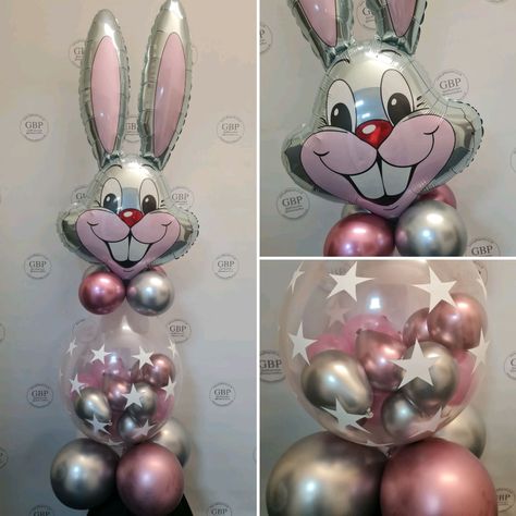 Easter Bunny Balloons, Bobo Balloons Decoration, Easter Balloon Ideas, Easter Balloon Decor, Bunny Balloons, Easter Balloons, Bunny Balloon, Balloon Craft, Clear Balloon