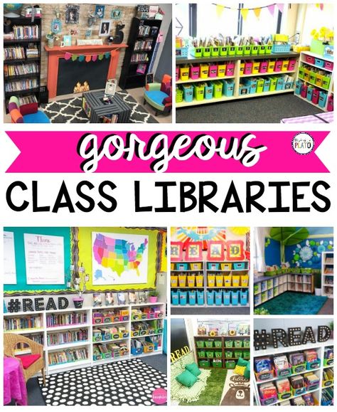 Gorgeous Classroom Libraries! Looking for some inspirational decorating and organizational ideas for the classroom library as we head back to school this fall? Check out this roundup of gorgeous class libraries! Class Reading Corner Ideas, 2nd Grade Classroom Library Set Up, Kindergarten Reading Corner Ideas, Kindergarten Library Design, Reading Area Kindergarten, Cozy Classroom Library Ideas, 2nd Grade Library Set Up, First Grade Classroom Library Set Up, Reading Areas In Classrooms