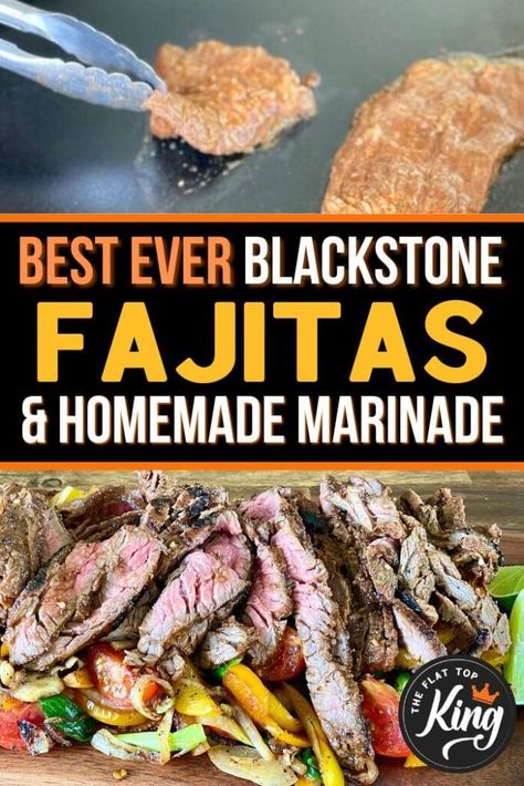 Flat Top King, Fajitas On Blackstone Griddle, Griddle Dinners, Flank Steak Fajita Marinade, Blackstone Fajitas, Grill Dishes, Best Blackstone Griddle Recipes, Blackstone Steak, Cooking Skirt Steak