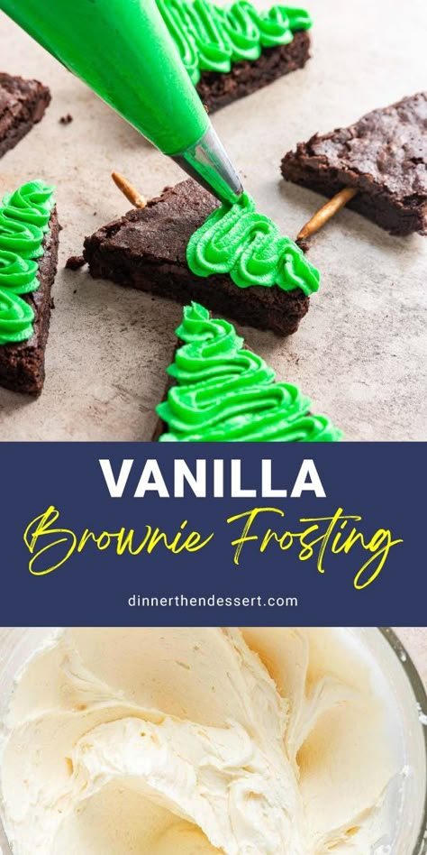 Brownie Icing, Vanilla Brownies, Vanilla Frosting Recipes, Crumble Cookie Recipe, Easy Icing, Christmas Brownies, Brownie Frosting, Frosting Recipes Easy, Dessert Cookbooks