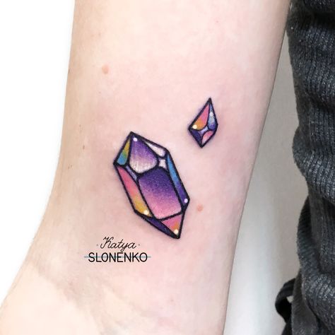 Small Crystal Tattoo, Amethyst Tattoo, Crystal Tattoos, Kawaii Tattoos, Tiny Flower Tattoos, Stone Tattoo, Gem Tattoo, Jewel Tattoo, Crystal Tattoo