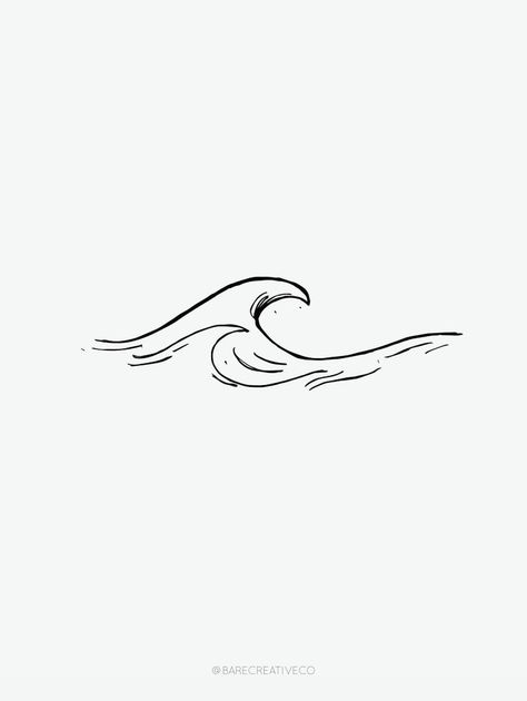 Wild One Tattoo Words, Tattoo On White Background, Minimalist Wave Drawing, Minimal Waves Tattoo, Detailed Wave Tattoo, Waves Minimalist Tattoo, Ocean Wave Tattoo Minimalist, Wave Tattoo Minimal, Tattoo Ideas Wave