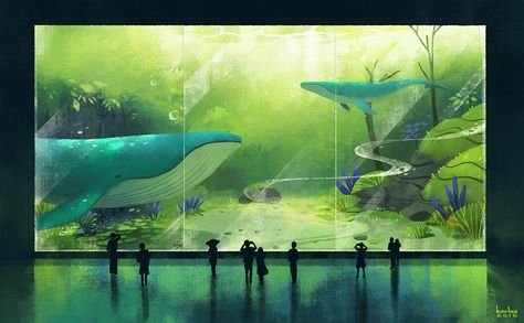 Aquarium on Behance Marine Plants, Aquarium Landscape, Inspirational Illustration, Visual Development, Whales, Animation Art, Animal Drawings, Digital Painting, Vector Art