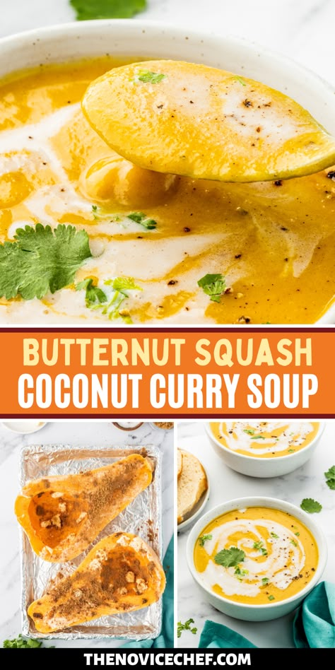 Coconut Milk Squash Soup, Coconut Curry Squash Soup, Coconut Milk Butternut Squash Soup, Butternut Squash Vegan Soup, Butternut Soup With Coconut Milk, Butter Nut Squash Soup Recipes, Coconut Milk Soup Recipes, October Dinners, Butternut Squash Coconut Curry