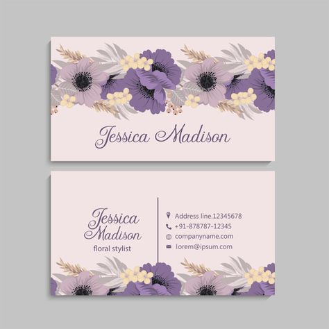 Set of front and back of business card template | Premium Vector #Freepik #vector #background #business-card #banner #flower Flower Business Card Design, Boutique Visiting Card Designs, Cart Visit Design, Business Card Background Design, Carte Visite Design Ideas, Visiting Cards Design Business, Designer Visiting Card, Visiting Cards Design Creative, Business Card Design Creative Ideas