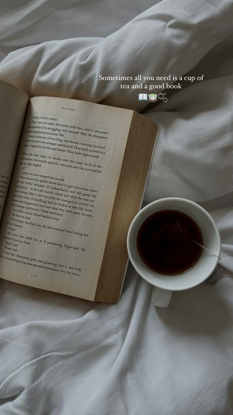 How To Take Asthetic Picture Of Book, Good Life Good Vibes Book, Good Morning With Books, Book And Coffee Quotes, A Cup Of Tea Aesthetic, Tea Instagram Captions, Book Pose Ideas, Book Aesthetic Ig Story, Reading Aesthetic Instagram Story