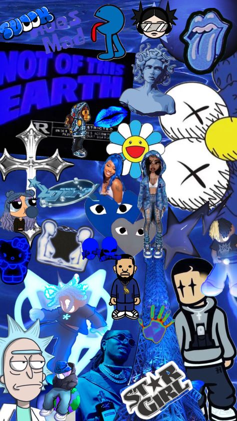 #lockscreen #blue #blueaesthetic #fye #vibes #pinterest #pinterestshuffle #wallpaper #kaws #rickandmorty #cookiemonster #sza #quavo #cybercore Wallpaper Kaws, Kaws Iphone Wallpaper, Ipad Lockscreen, Hood Wallpapers, Pic Code, Kaws Wallpaper, Black Anime Guy, Iphone Wallpaper For Guys, Dark Blue Wallpaper