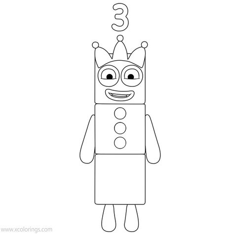 Numberblocks Coloring Pages Number 3. Numberblocks Printables Free, Numberblocks Coloring Pages, Numberblocks Birthday Party, Numberblocks Birthday, Block Birthday Party, Number Blocks, Free Preschool Worksheets, Dinosaur Coloring, Christmas Card Art