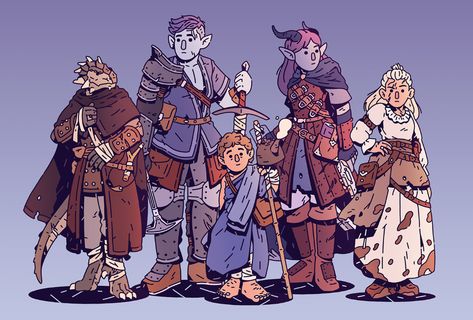 Dnd Party, Character Design Digital Art, Dungeon Master's Guide, Adobe Fresco, Group Art, Forest Creatures, Dungeons And Dragons Characters, Dnd Art, Illustration Character