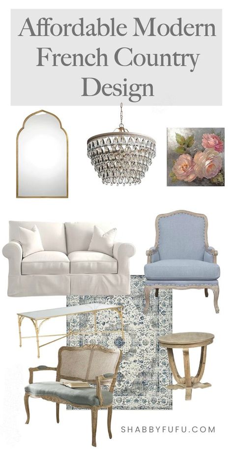 Do you struggle with putting together your decor vision while staying in budget? In this post I'm sharing 5 tips and sources for achieving success with affordable modern French country design! #modernfrenchcountry #frenchcountrydesign #frenchinteriors #shopfurniture #frenchfurniture #wayfair #walmart #serenaandlily #moderndesign French Country Decorating Living Room, French Country Interiors, French Country Living, Modern French Country, French Country Furniture, French Farmhouse Decor, French Country Bedrooms, French Country Living Room, Casa Country