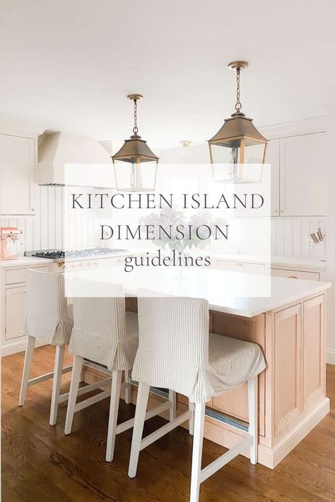 If you’re designing a new kitchen, you might be hoping to incorporate a kitchen island for an expansive workspace and extra seating. To see if it fits in your floorplan, check out this kitchen island height and size guide to help you choose your kitchen island dimensions. Kitchen Island Size Guide With Seating, Kitchen Size Layout, Island Size Guide, Kitchen Island Size Guide, Kitchen Island Placement, Kitchen Island Overhang, Kitchen Island Designs With Seating, Kitchen Plans Layout, Island Height