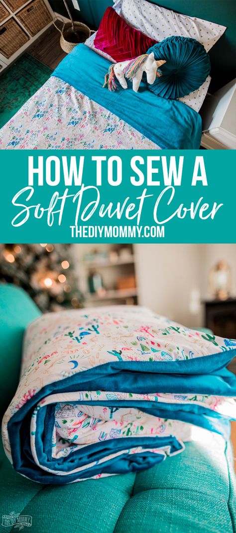 Cute, easy video tutorial on how to sew a simple DIY duvet cover with minkee and knit fabric Patchwork, Couture, Diy Duvet, Duvet Cover Diy, Bronze Art, Beginner Sewing Projects Easy, Leftover Fabric, Sewing Projects For Beginners, Sewing Skills