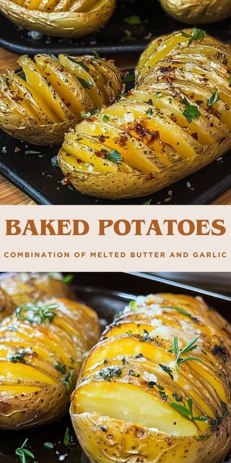 Garlic Baked Potatoes, Dorm Food, Veggie Side Dish Recipes, Best Potato Recipes, Butter Potatoes, Honey Roasted Carrots, Garlic Roasted Potatoes, Homemade Lunch, Baked Potato Recipes