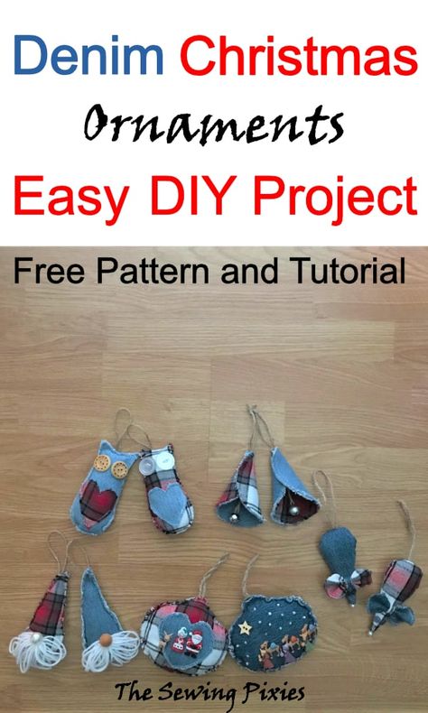 Easy DIY Denim Christmas Ornaments - Agnes Creates Denim Christmas Ornaments, Country Style Christmas, Reuse Old Jeans, Denim Christmas, Denim Crafts Diy, Diy Denim, Christmas Buttons, Christmas Ornaments Diy, Jean Crafts