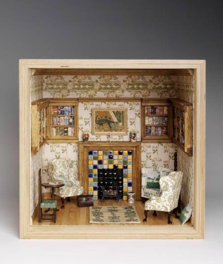 These miniature rooms, created by 20 London-area designers, are now on display at the Victoria &amp; Albert Museum. Dollhouse Rooms, Fairytale Garden, Room Box Miniatures, Museum Of Childhood, Dollhouse Living Room, Room Boxes, Miniature Rooms, Dolls Houses, Tiny Things