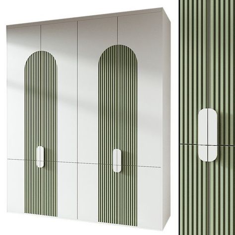 wardrobe 191 Fluted Design Wardrobe, Olive Green Cupboards Bedroom, Wardrobe Shutters Design Modern, Olive Green Wardrobe Bedroom, Fluted Wardrobe Design, Olive Green Wardrobe, Unique Wardrobe Door Designs, Bedroom Almirah Design, Wardrobe Shutter Design Modern