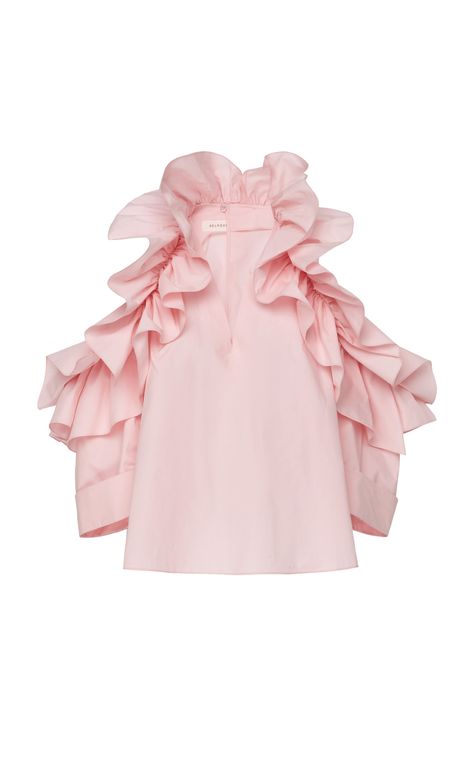 Click product to zoom Tanaa Banaa, Blouse With Frills, Frilled Collar, Poplin Blouse, Frill Tops, Girly Fashion, Fashion Tops, Cotton Poplin, Moda Operandi