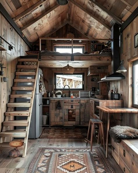 Small Beach House Interior, Tiny Cottage Interior, Tiny Cabins Interiors, Small Cabin Interiors, Rustic Tiny House, Swamp Witch, Cottage Interior Design, Ideal House, Tiny House Loft