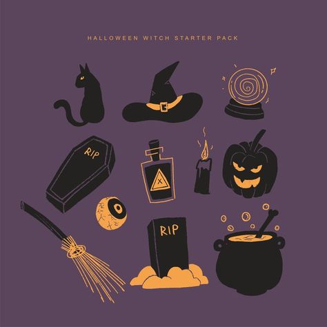 Halloween Vector Illustration, Witch Graphic Design, Halloween Witchcraft, Witch Pattern, Halloween Typography, Oil Colour, Yoga Branding, About Halloween, Halloween Vector