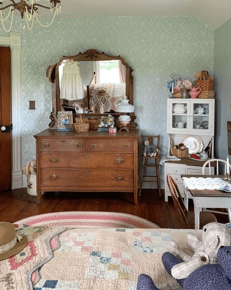 Our Farmhouse | Bryarton Farm Bryarton Farm, 1940s Bedroom, Neutral Decorating, Vintage Girls Rooms, Vintage Farmhouse Bedroom, Oc Moodboard, Farm Bedroom, Farm Vintage, Vintage Farmhouse Style