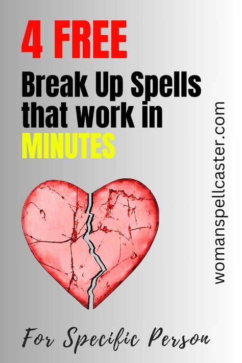 Get instant results with our 4 free break up spells that work immediately. Say goodbye to heartache and start a new chapter today! Karma Spells That Work Witchcraft, Spell For Breakup, Luck Spells That Work, Get Over Someone Spell, Witchcraft Breakup Spell, Breaking Bonds Spell, Break A Couple Up Spell, Breakup Spell Jar, Hex Ex Boyfriend Spell