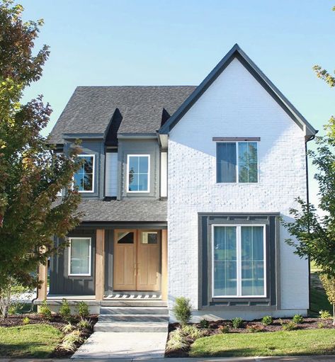 White Windows Add Character and Charm to Farmhouse Exterior | Pella White Windows Exterior, House Siding Ideas Exterior, Siding Ideas Exterior, House Siding Ideas, Tudor Architecture, Siding Ideas, Modern French Country, Farmhouse Windows, Modern French